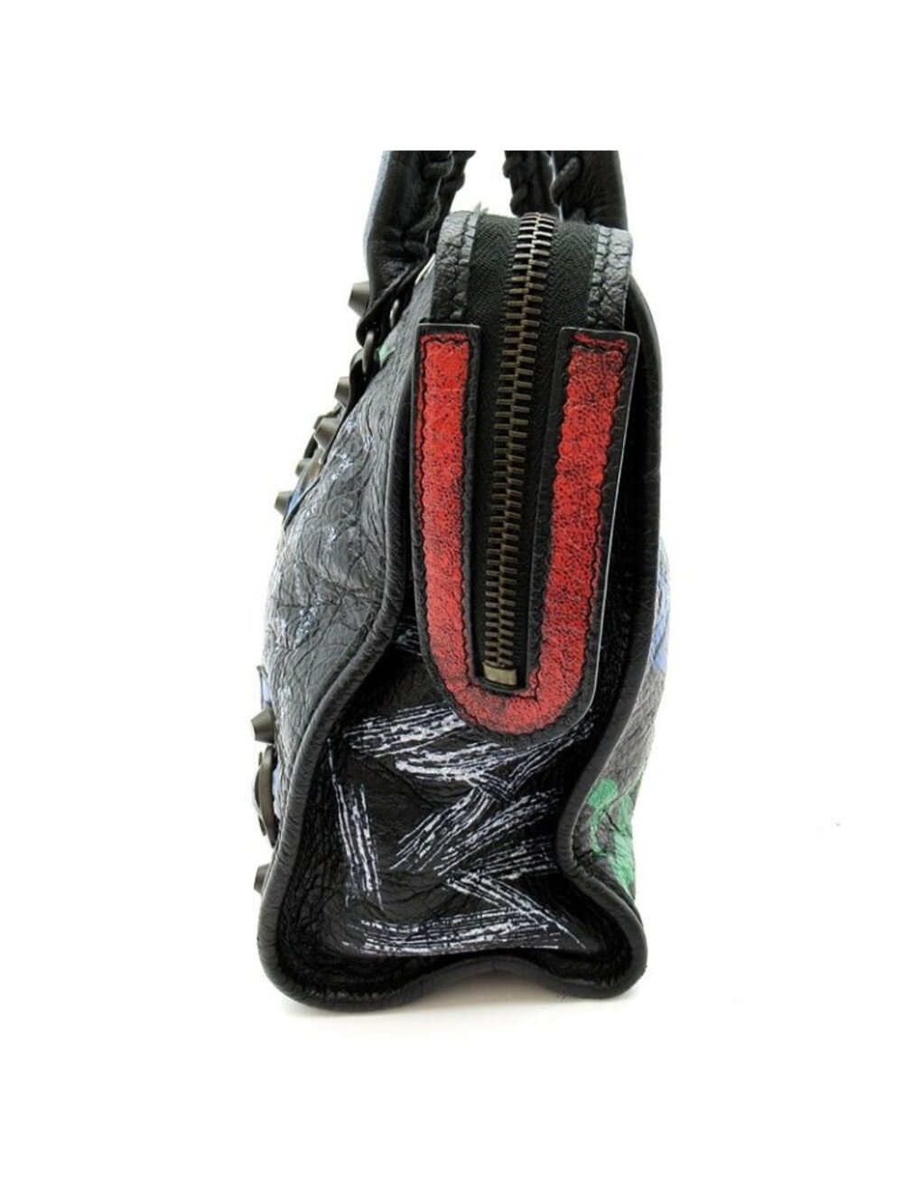 Balenciaga Classic City Graffiti Leather Handbag Black - Picture 3 of 8
